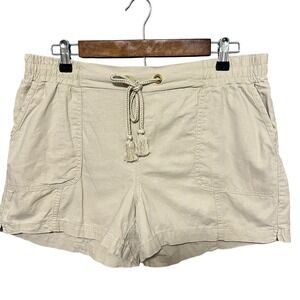 Cato Womens Beige Linen Blend Drawstring Waist‎ Casual Shorts - Size M